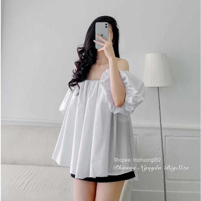 Áo Trễ Vai Tay Phồng Xếp Ly ngực