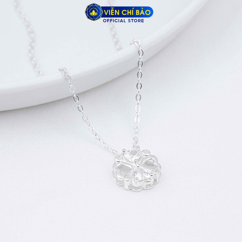 Dây chuyền bạc nữ cỏ 4 lá trái tim chất liệu bạc 925 thời trang phụ kiện trang sức Viễn Chí Bảo D000305