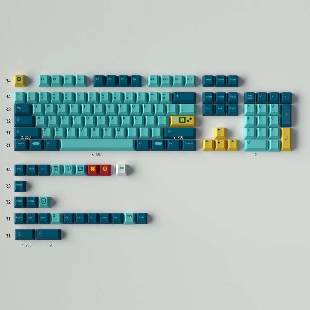 Bộ 130 Phím GMK Retrocast PBT 2U Shift ISO Enter 6.25U Cho Bàn Phím Cơ