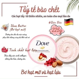 Tẩy da chết body dove 225g bản đức