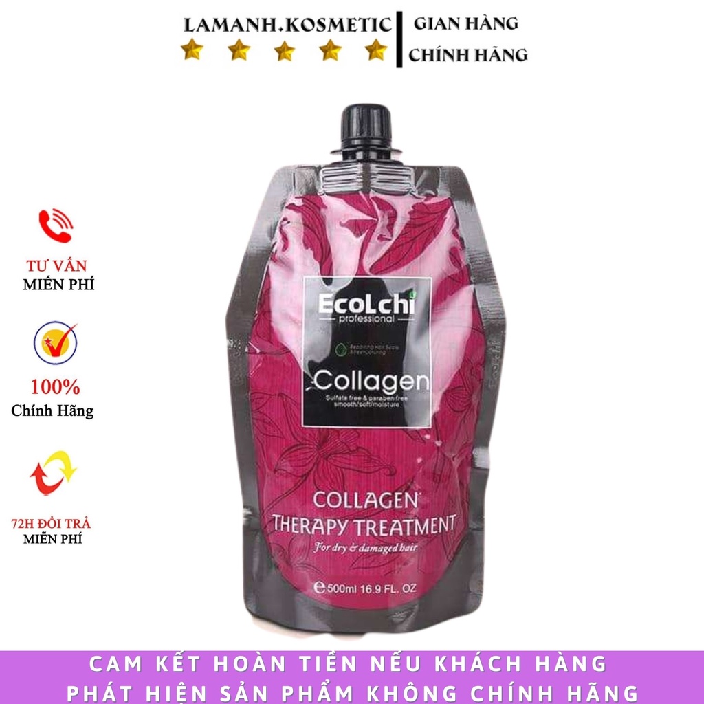 Dầu ủ tóc Ecolchi Collagen mềm mượt phục hồi chống rụng tóc 500ml - túi