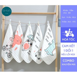 Khăn sữa cho bé, sét 5 khăn xô sữa 6 lớp kích thước 30*30 siêu thấm hút Shyn.Store
