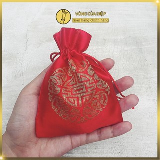 Túi Dây Rút Bằng Vải Lụa Đỏ Đựng Vòng Tay, Dày Dặn Cao Cấp Loại 1