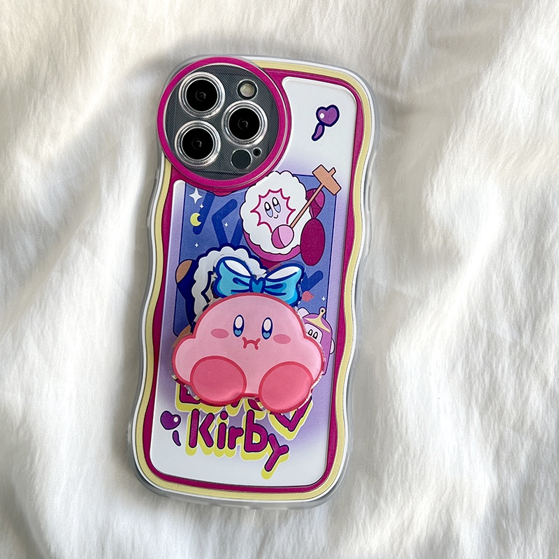 Ốp điện thoại hình Kirby Wave có nút đỡ cho Samsung Galaxy S20 S10 FE Plus Ultra 5G