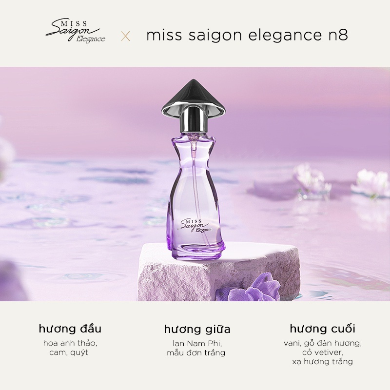 Nước Hoa nữ Miss Saigon Elegance N8 15ml - HỘP MÀU TÍM