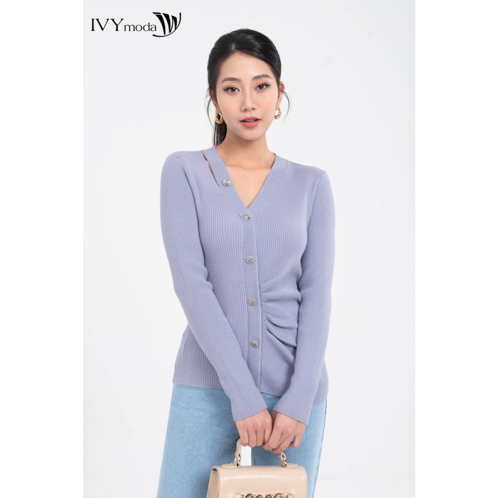 Áo len nữ cổ V cut-out IVY moda MS 58M7815