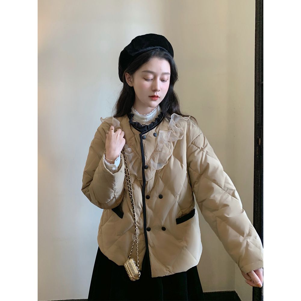 Áo Khoác Đệm Cotton Họa Tiết Hình Thoi Phong Cách Nhật Bản Thời Trang Mùa Đông Mới 2022