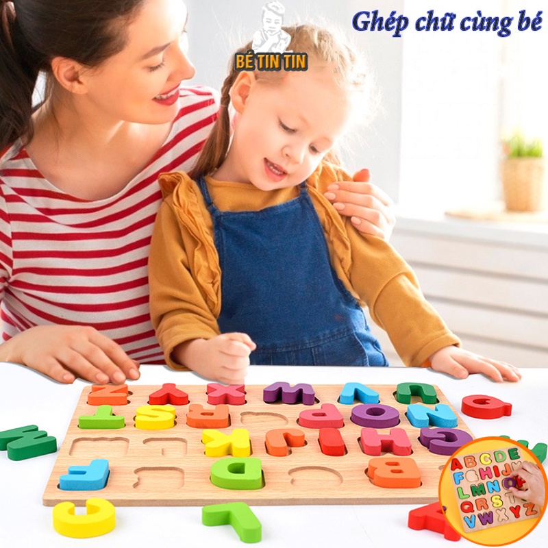 Bảng gỗ ghép chữ nổi 3D gỗ đẹp CHỮ HOA và CHỮ THƯỜNG