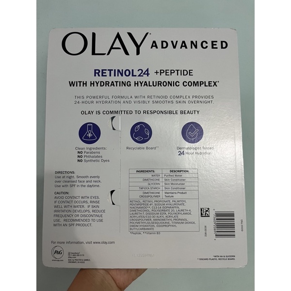 Set 2 Kem dưỡng trắng sáng cấp ẩm Olay Retinol 24  Night Moisturizer 48g