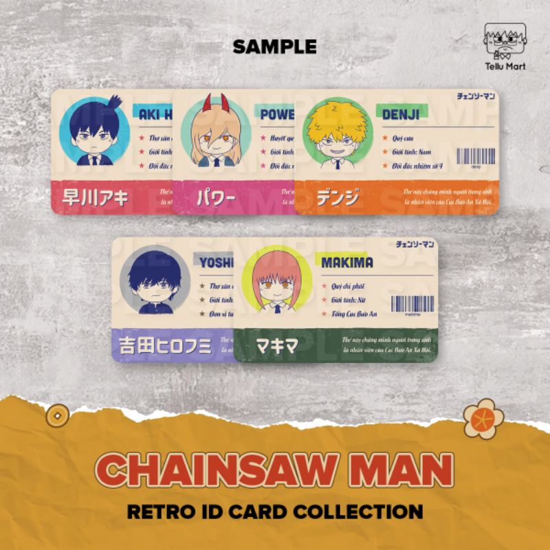 Thẻ Bài ID Card Chainsaw Man Retro Collection