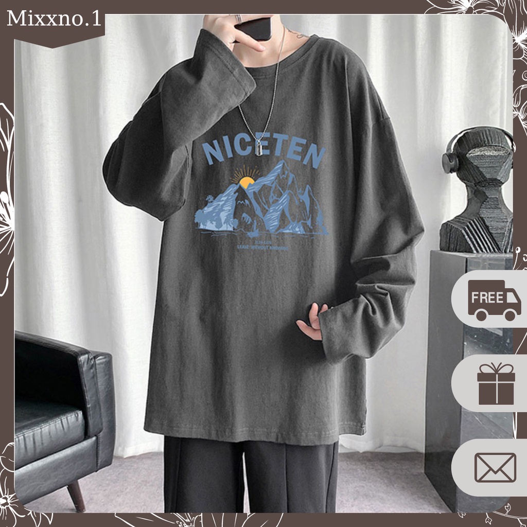 Áo Thun Nam Dài Tay Cổ Tròn Form Rộng In Họa Tiết Hoạt Hình Niceten Thời Trang Mixxno.1 TOP NAM 239