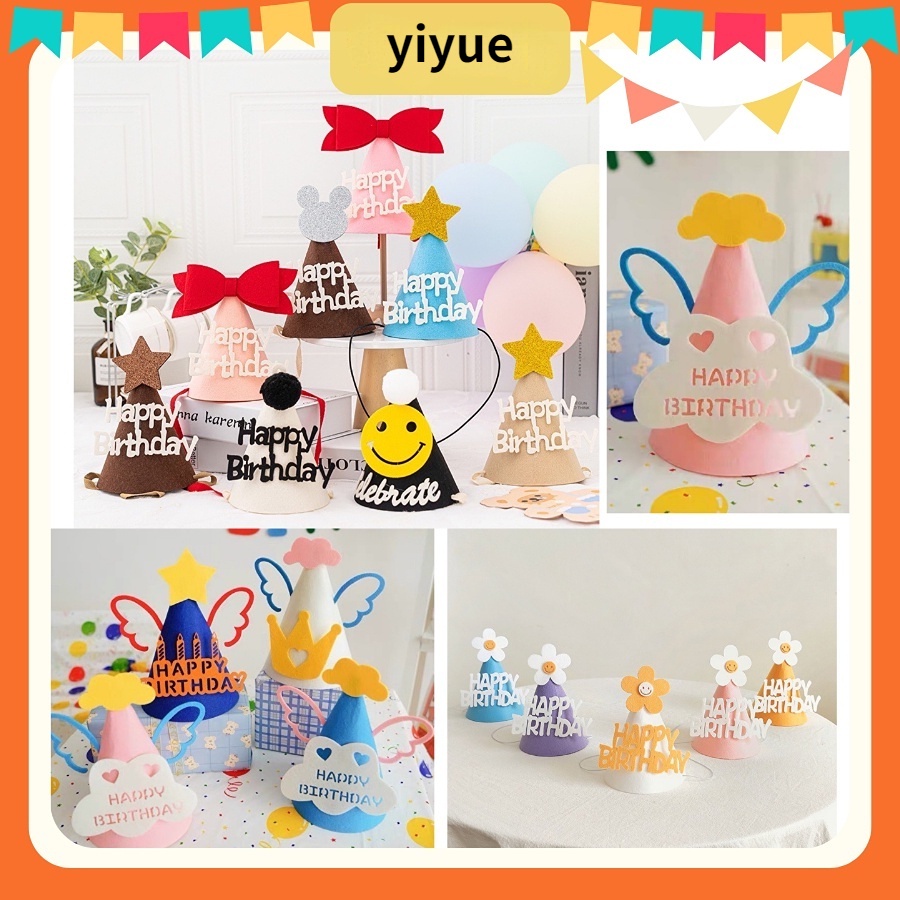 Mũ Sinh Nhật diy Bằng Vải Nỉ Không Dệt Trang Trí Tiệc Sinh Nhật Bé Một Năm Tuổi HB