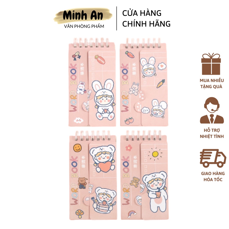 Sổ tay học từ vựng tiếng anh 80 trang, Sổ tay ghi chép loại đẹp họa tiết dễ thương
