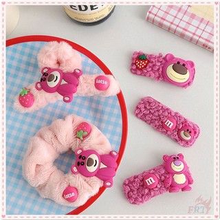 ☀ lotso - kẹp tóc / băng đô bằng lông nhung hoạt hình ☀ 1 dây cột tóc co giãn hình gấu dâu tây dễ thương