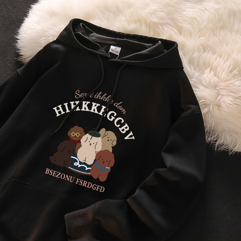 Áo Hoodie Tay Dài Dáng Rộng In Họa Tiết Hoạt Hình Phong Cách Harajuku Mỹ Thời Trang Cho Nam Và Nữ