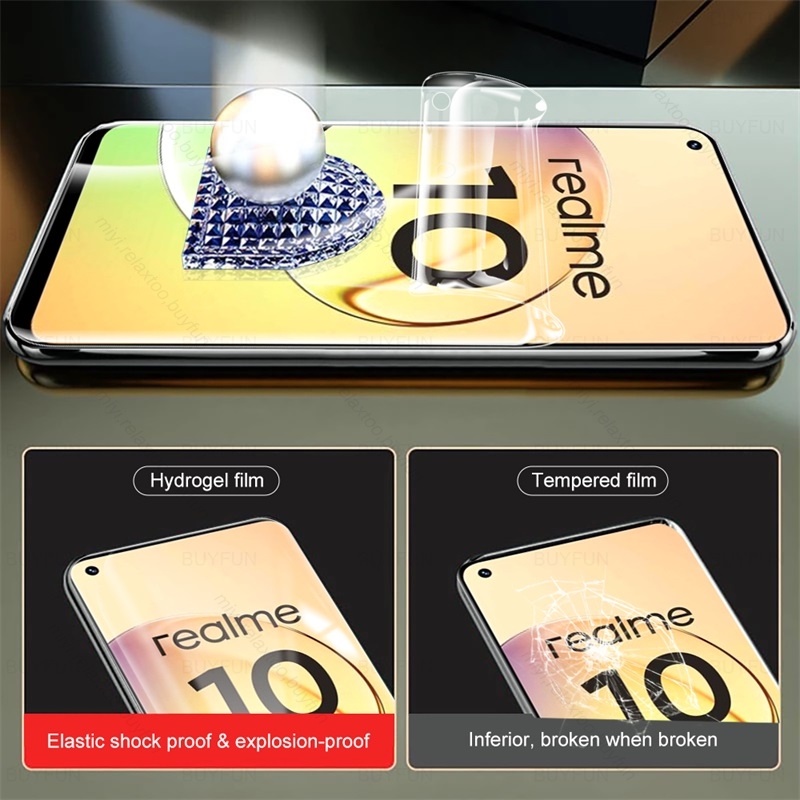 Kính Cường Lực Hydrogel Viền TPU Mềm Bảo Vệ Màn Hình Cho Realme 9 10 Pro Plus 10Pro + 9i 9Pro Realme9 Realme10 4G 5G