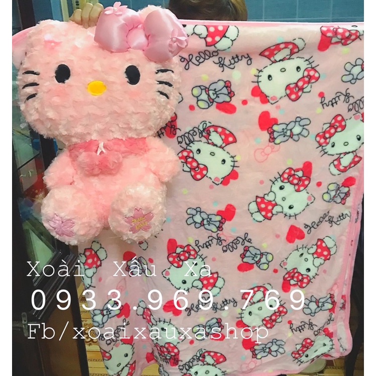 gấu bông gối & mền 2 trong 1 hình mèo Hello kitty (1m20cm*1m)