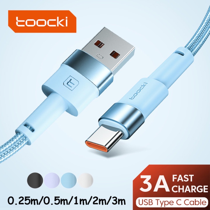 Cáp sạc nhanh Toocki 3A cổng Micro USB Type C cho điện thoại Samsung S21 S20 Xiaomi Redmi Poco