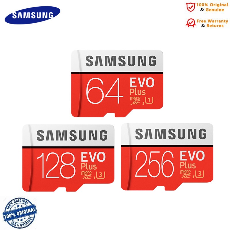 Thẻ Nhớ Samsung EVO PLUS 128GB 256GB 16GB 64GB U3 Tốc Độ 100M / s 10 U1 UHS-I TF