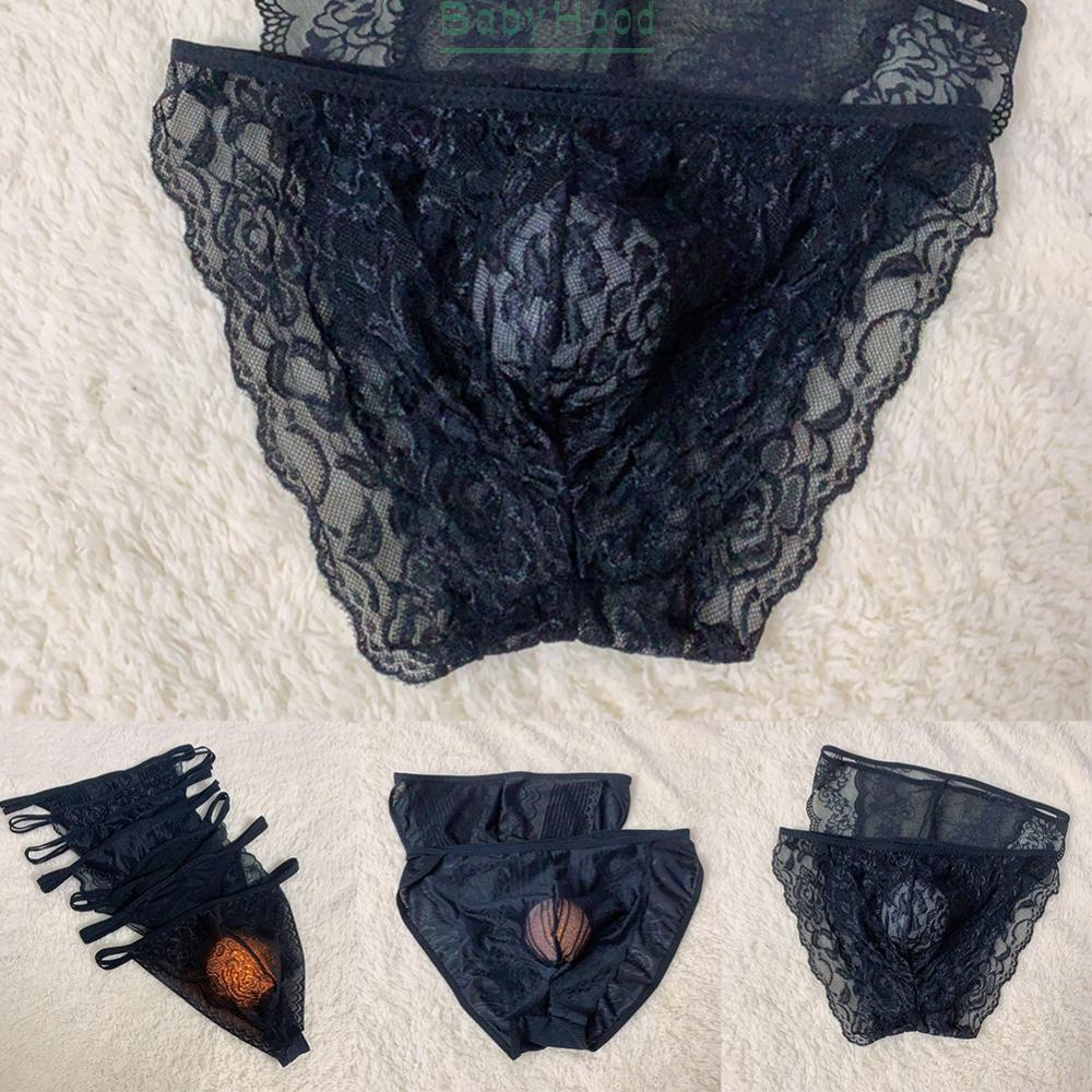Men Sissy Sheer Lace Panties Pouch Briefs G-string Thongs Underwear Underpants#BBHOOD