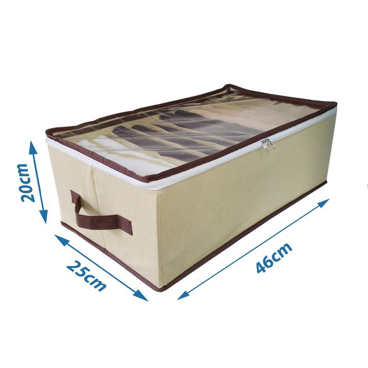 Hộp Vải 12 Ngăn Có Nắp Kính PVC Chống Bụi Bẩn Để Quần Áo, Đồ Lót, Khăn Tắm Gọn Gàng Tiện Lợi HD Store