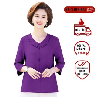 Áo Trung Niên Nữ, Mẫu Áo Kiểu Trung Tuổi Cho Mẹ Tay Lỡ Cổ Tròn Cách Điệu Xinh Xắn |Thời Trang Trung Niên NP Clothing U50