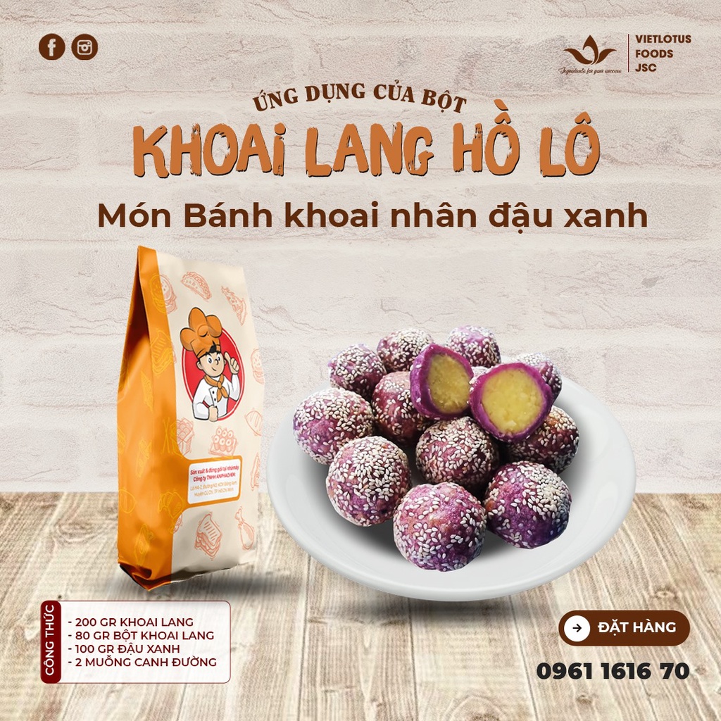 Bột Làm Bánh Khoai Mỡ,Khoai Lang Kén, Khoai lang hồ Lô, Nấu Chè - Pha sẵn nguyên liệu nhập khẩu Thái Lan [Orange Chef]