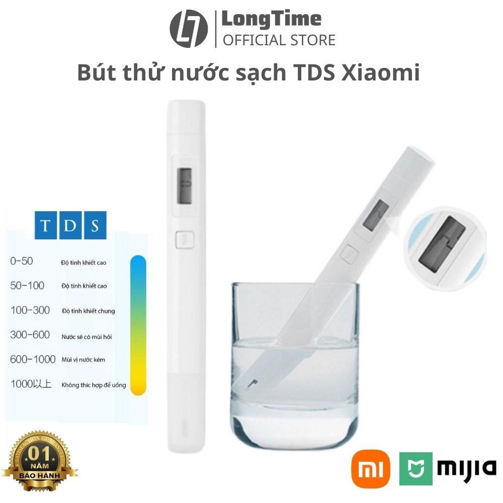 Bút thử nước sạch TDS Xiaomi chống nước IPX6 dạng que kiểm tra chất lượng nước uống - bảo hành 12 tháng Longtime