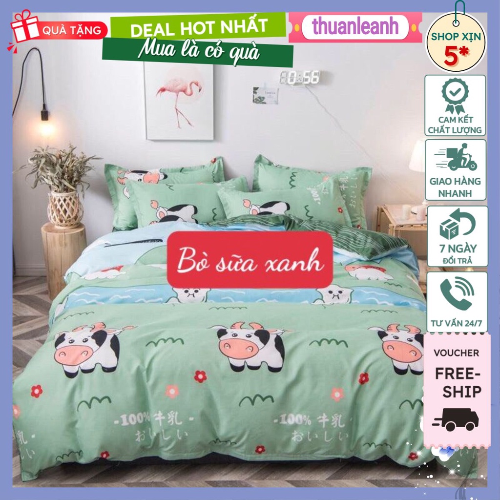 Bộ ga kèm đôi vỏ gối poly cotton 80x1m9,1m,1m2(chọn mẫu trong bài)