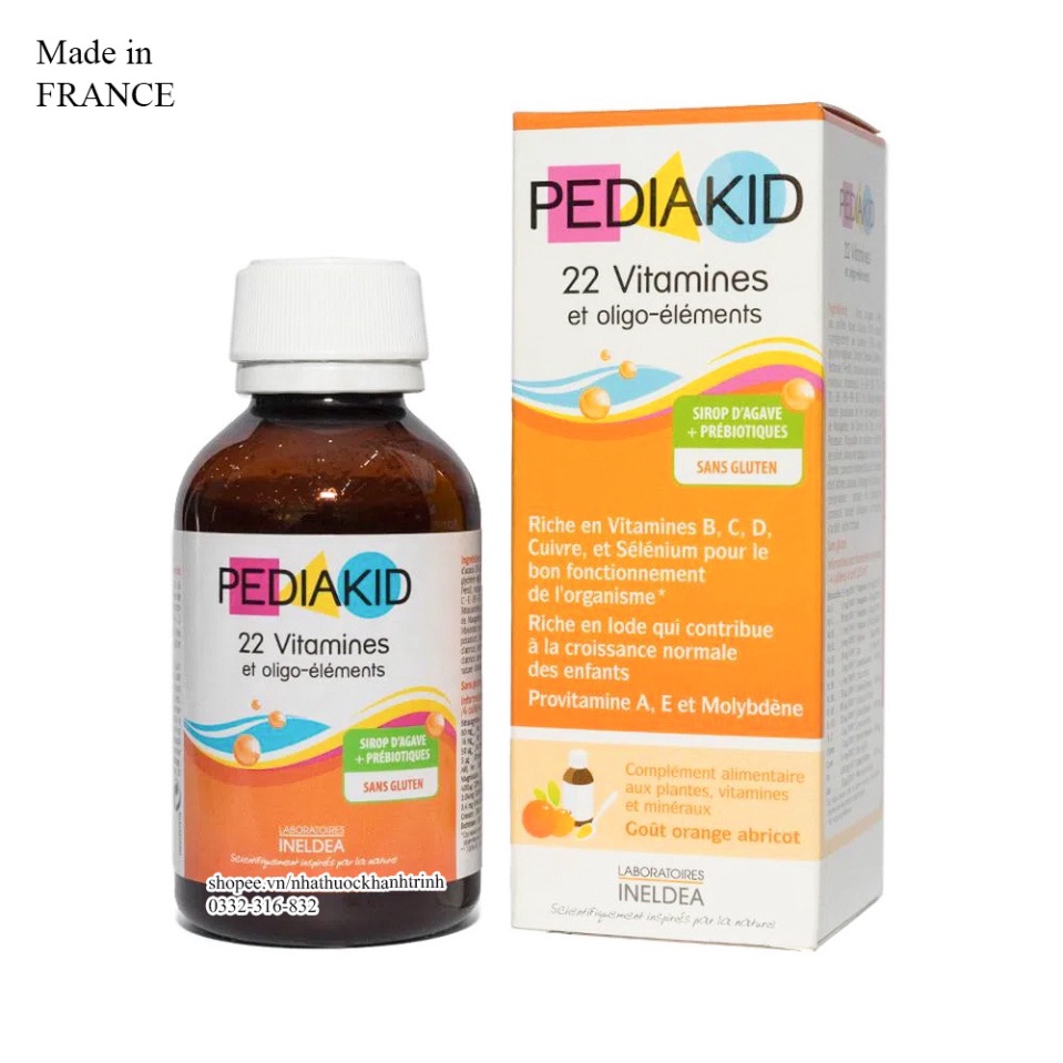 Siro Pediakid 22 Vitamines hỗ trợ bổ sung vitamin và khoáng chất (125ml)