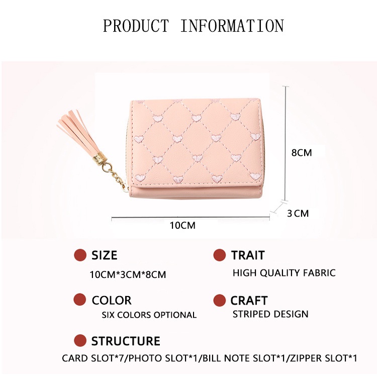 Ví Da PU Mini Thêu Họa Tiết Xinh Xắn Dành Cho Nữ