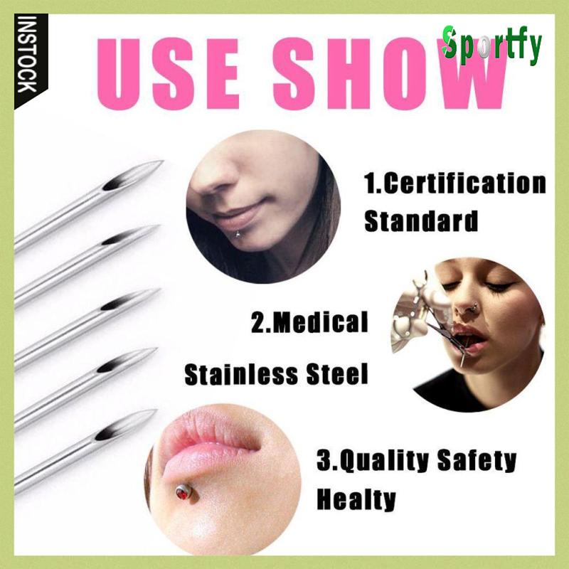 Set 100 Kim Xỏ Khuyên Tai / Rốn / Núm Vú Giả Bằng Thép Không Gỉ 12G / 14G / 16G / 18G / 20G / Mix Size
