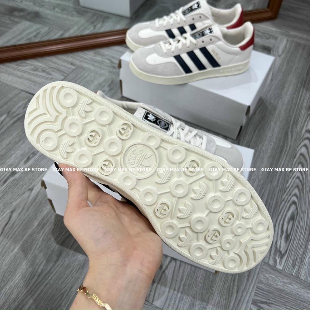 Giày thể thao Sneakers Gucci x Adidas Originals Gazelle HQ8853, Giày thể thao adidas gucci Gazelle white da thật