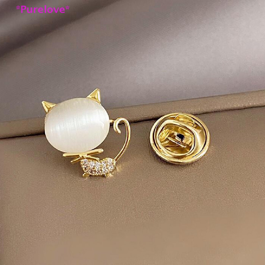 Ghim Cài Áo Hình Mèo Đính Đá Opal Thanh Lịch Cho Nữ Mới
