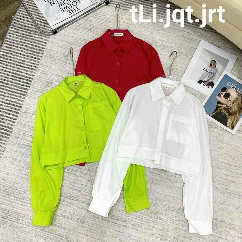 💥Sơ Mi Thô Croptop Tay dài