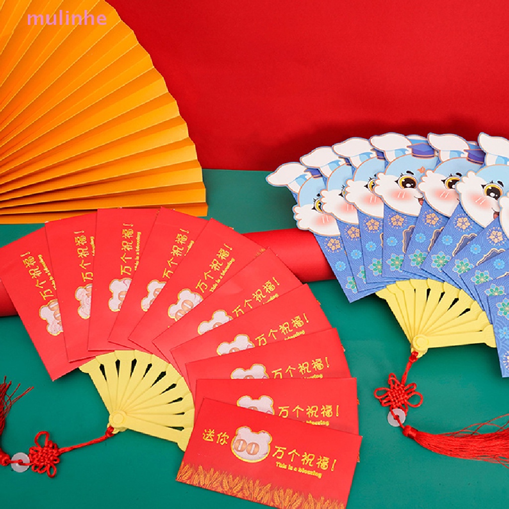 Bao Lì Xì Hình Quạt Màu Đỏ Mừng Năm Mới 2023