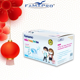 Khẩu trang y tế trẻ em kháng khuẩn 3 lớp Famapro MAX KIDS ( 50 cái /hộp )
