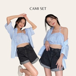 set áo sơ mi kẻ LOLLIE STUDIO TKA322 kèm áo yếm