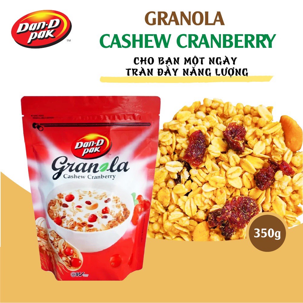 [Mã INBAU15 giảm 15K đơn 99K]  Granola Điều & NVQ , Granola Trái cây Sấy 350g Dan-D Pak