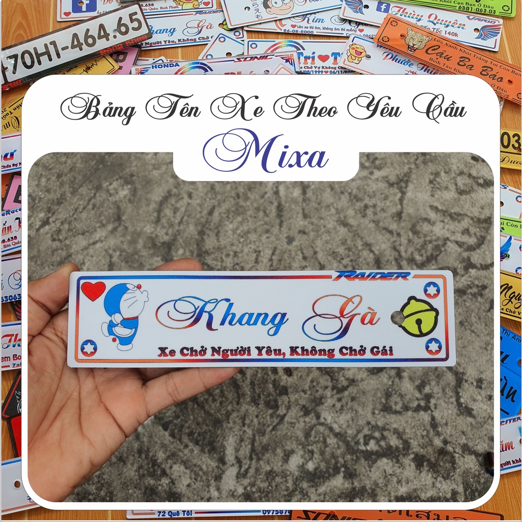 Bảng tên xe máy Inox 304 không gỉ tặng kèm ốc titan+bass gắn