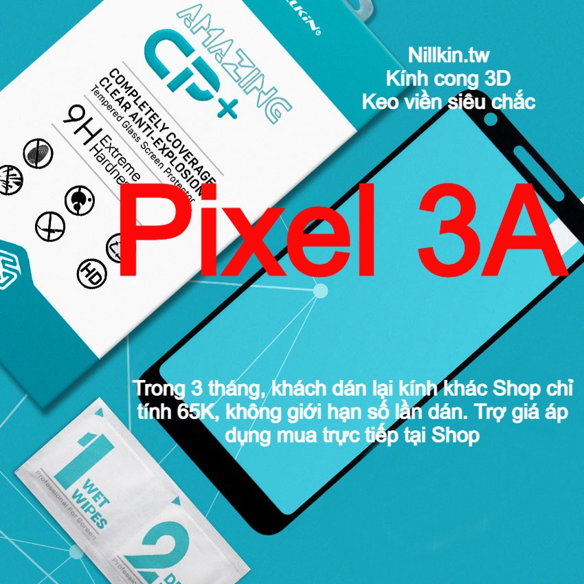 Kính cường lực cho Google Pixel 3A hiệu Nillkin.tw kính cong 3D keo viền siêu chắc