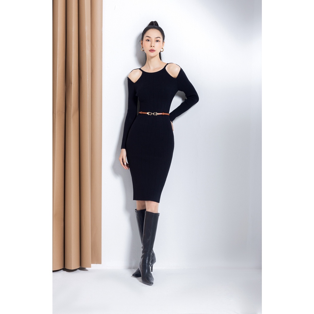 Váy len dài tay ôm khoét vai D.CHIC MS: 288018