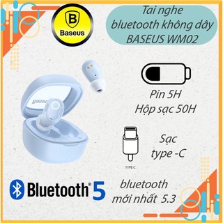 Tai nghe bluetooth không dây baseus wm02 - baseus wm01 - pin 25h, chống ồn chủ động