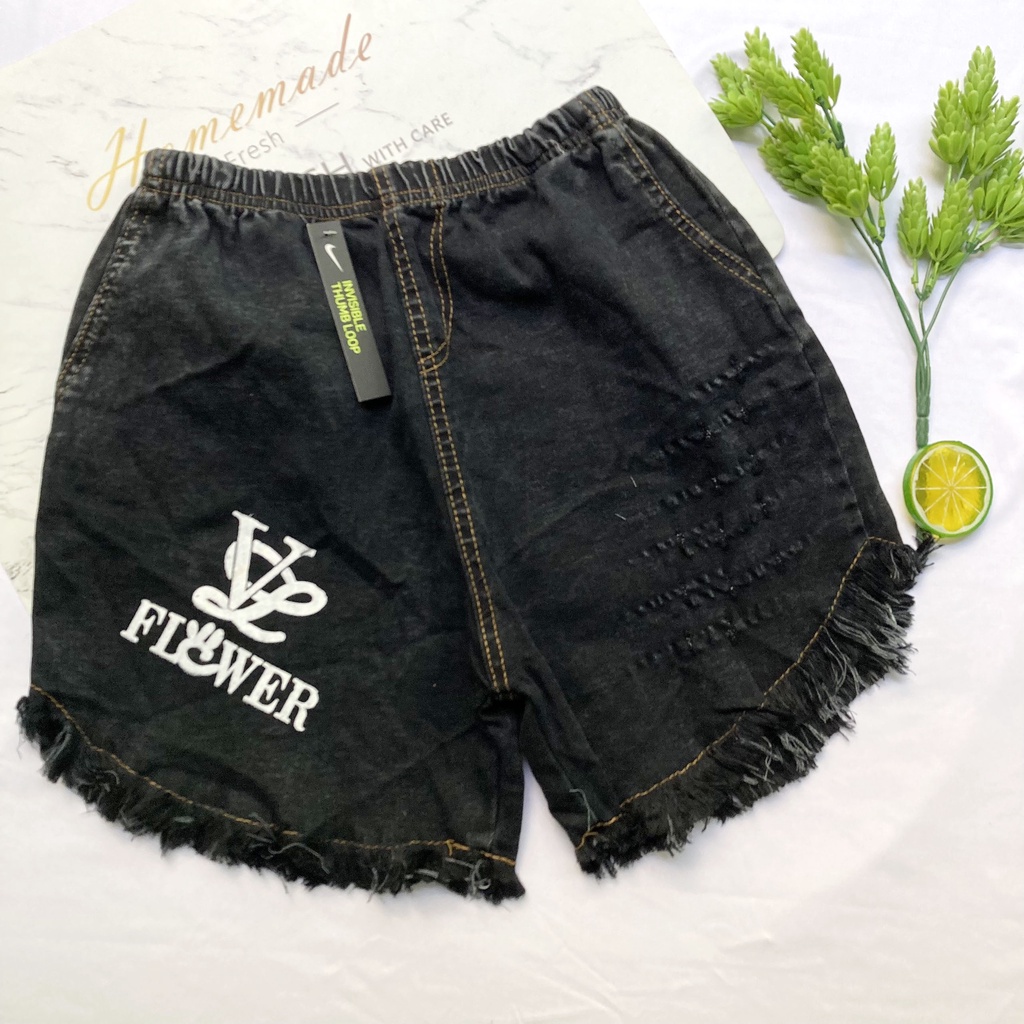Quần đùi bé gái freesize từ 45-50kg quần short jean bé gái lưng thun co giãn mạnh - QG34