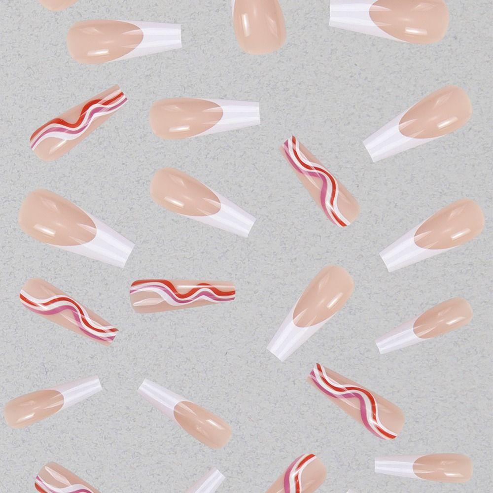 MIHAN1 Bộ 24 Móng Tay Giả Che Phủ Toàn Diện Họa Tiết Bướm Xinh Xắn MIHAN1