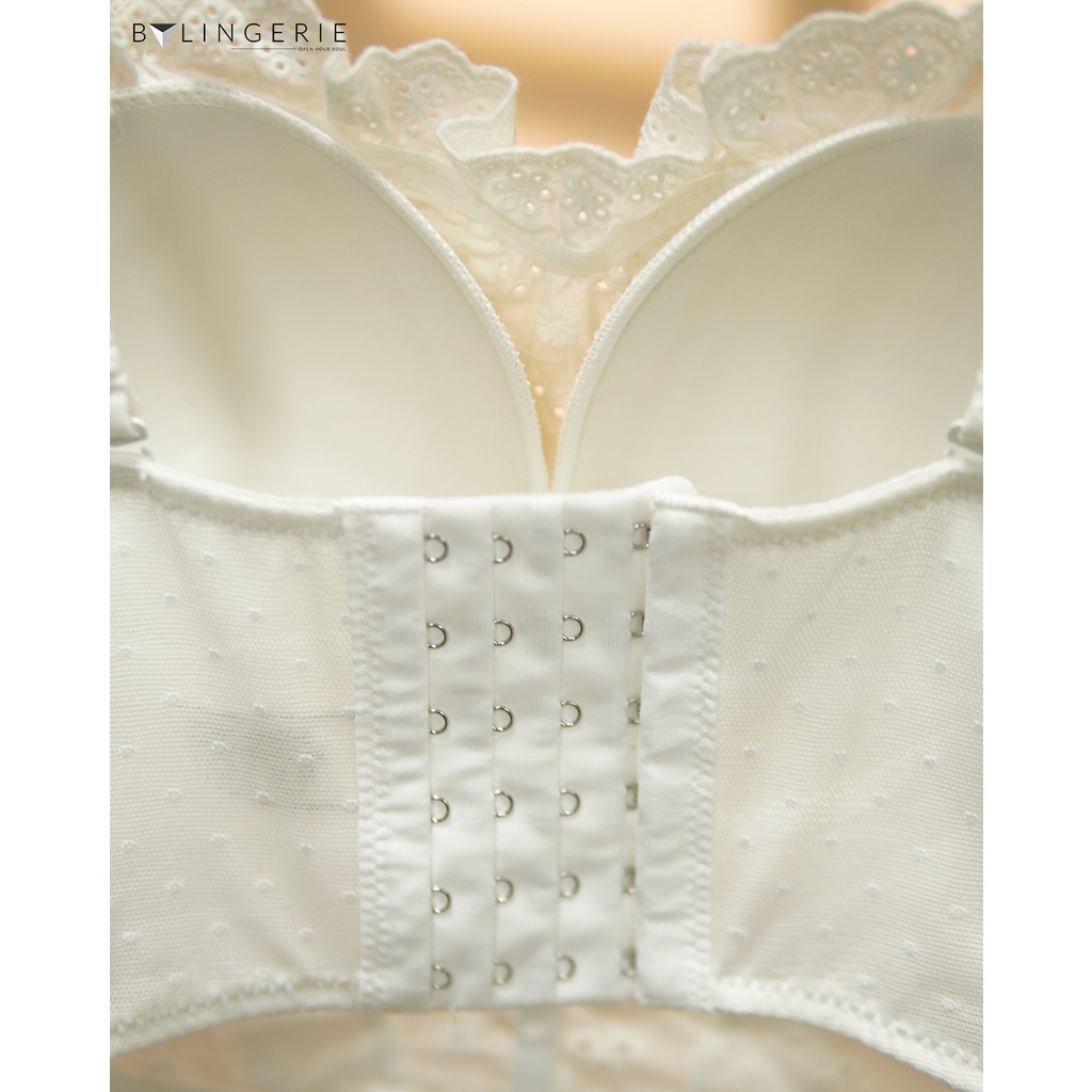Áo lót corset ren nữ BY LINGERIE màu trắng và đen không gọng mút mỏng B331