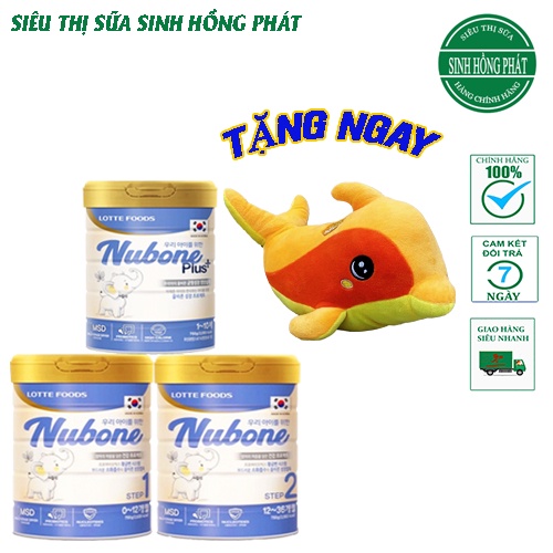 Combo 3 lon sữa cao năng lượng Nubone Step 1,2, Plus + Hàn Quốc hộp 750g