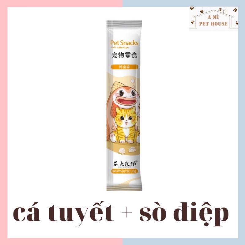 Súp thưởng PET SNACK CHIBI cho mèo 3 vị 15g/thanh