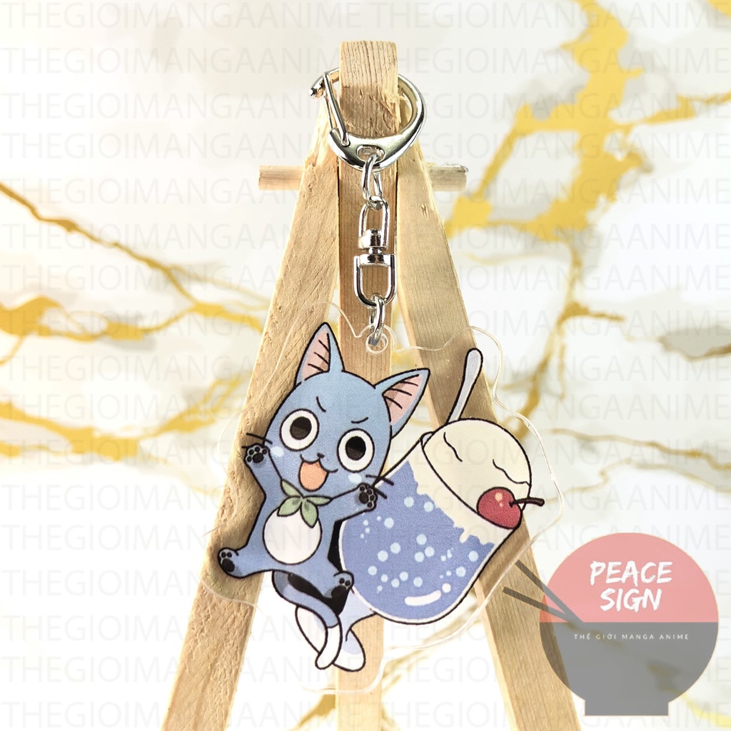 ( Mica trong acrylic) Móc khóa HAPPY và CARLA FAIRY TAIL in hình anime chibi
