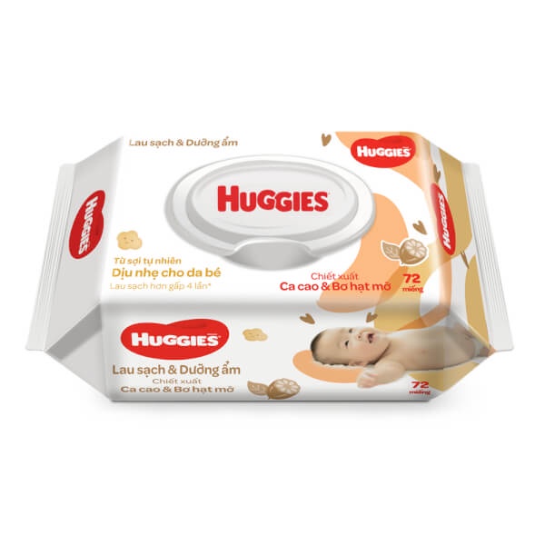 KHĂN ƯỚT HUGGIES bơ hạt mỡ 72 Miếng